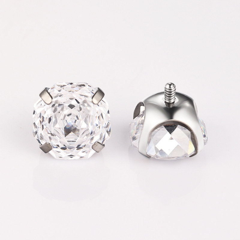 Zesen F136 Titanium Earrings Eight-sided Heart-cut Rose Cut Bowl-holder Round Bottom Earrings G23 Titanium Piercing Jewelry - Image 5