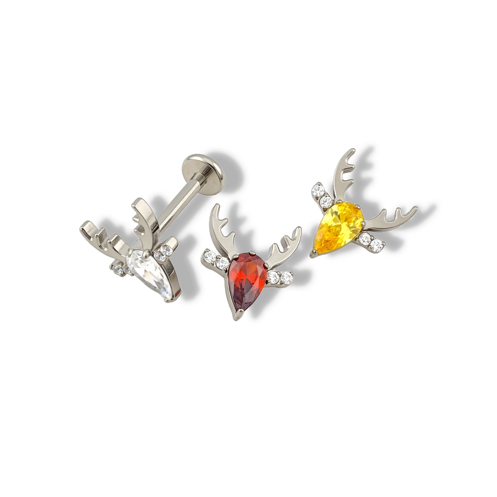 G23 Titanium Flash Zircon Elk Earrings - F136 Titanium Alloy Christmas Deer Stud Earring Replacement Head for Piercing Jewelry - Image 3