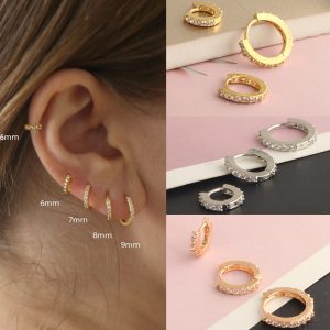 Vintage Crown Design Silver Earrings for Women - South Korean Style Single Row Diamond Ear Buckle
