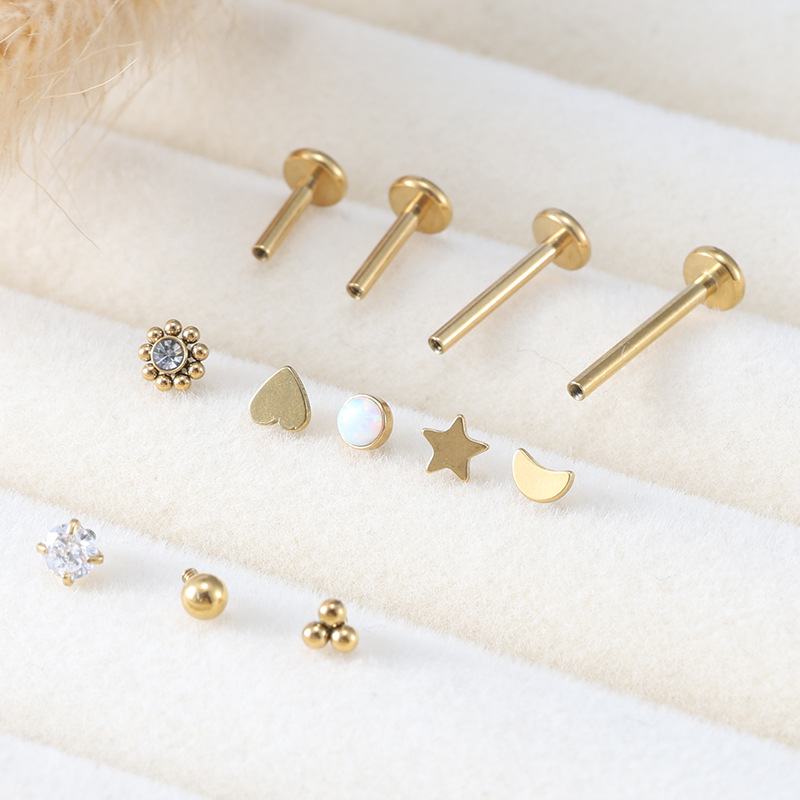 6-12mm Stainless Steel Internally Threaded Lip Studs and Ear Bone Studs with Multiple Replacement Heads - Piercing Jewelry - Image 3
