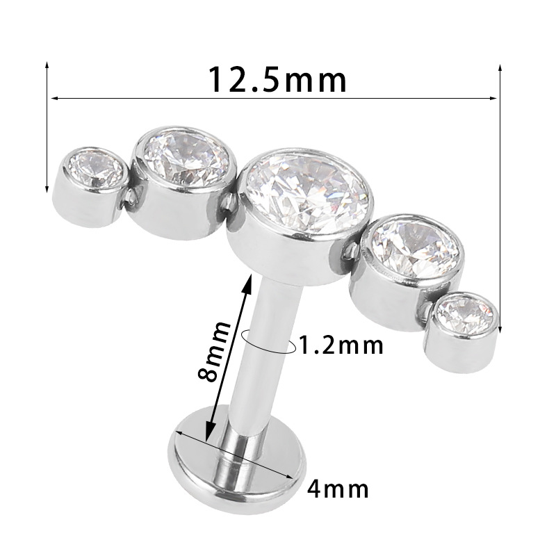G23 Titanium Diamond Lip Nail Row Diamond Zircon Tongue Nail ASTM F-136 Ear Stud Ear Bone Nail Piercing Jewelry - Image 5