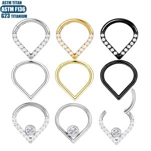 F136 Titanium Alloy Water Drop Earrings Nose Ring Diamond Nose Piercing Nasal Septum Ring Seamless Ring Piercing Jewelry Earrings