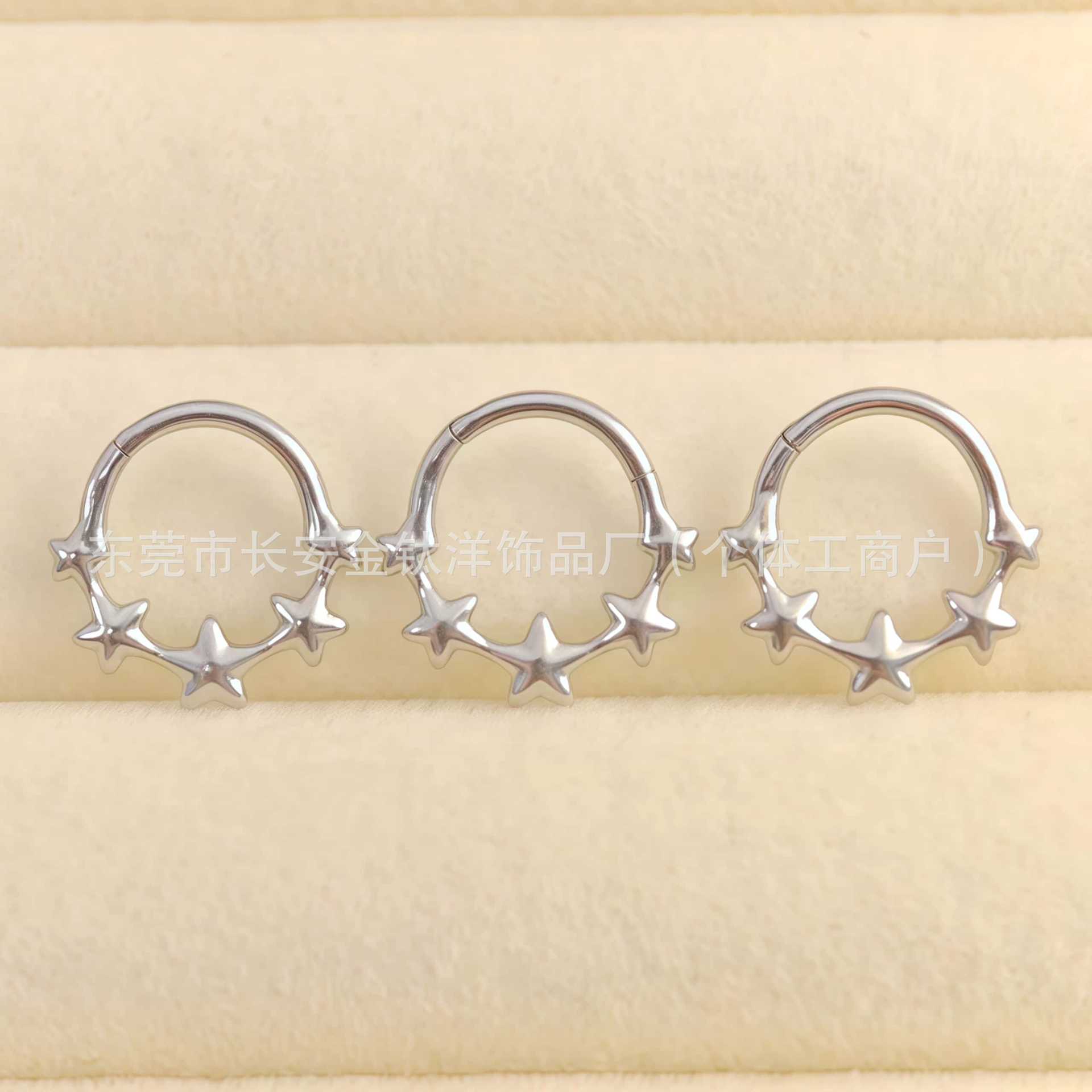 F136 Titanium Star Closed Ring Pinless Hoop Earrings Lip Nose Ring Seamless Ring Body Piercing Jewelry - Image 4