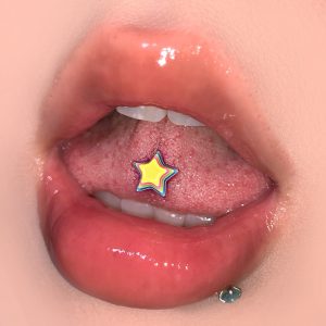 Colorful Acrylic Five-Pointed Star Tongue Nail Dopamine Candy Color Titanium Steel External Thread Tongue Barbell Wholesale