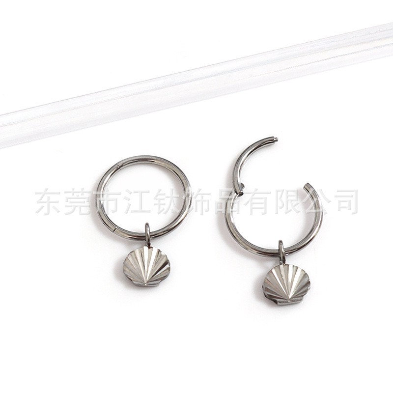 F136 Titanium Shell Earring Closed Ring Anodizable G23 Titanium Alloy Body Piercing Earring - Image 2