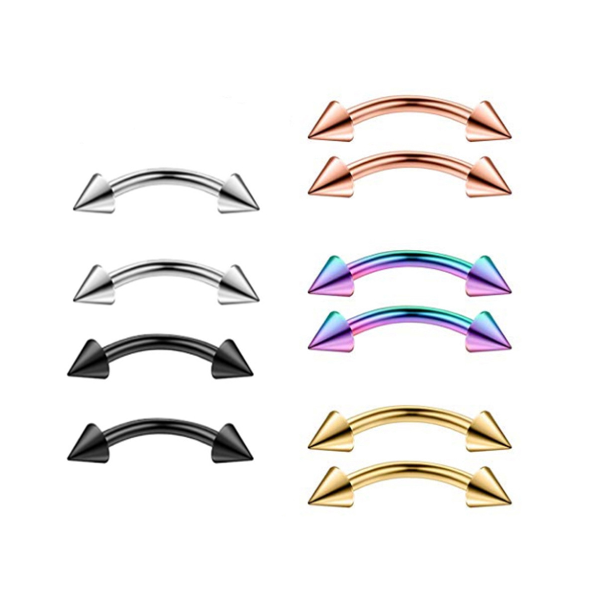 F136 Titanium Double-Ended Curved Barbell Eyebrow Ring - G23 Alloy Ball Piercing Jewelry - Image 5