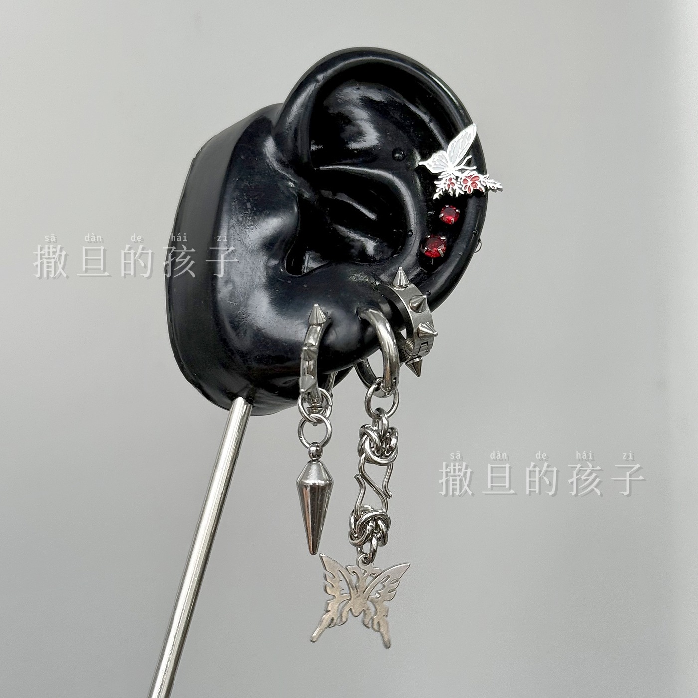 Punk Earrings Rebellious Romance Niche Design Dark Punk Style Subculture Ear Bone Studs Titanium Steel - Image 2