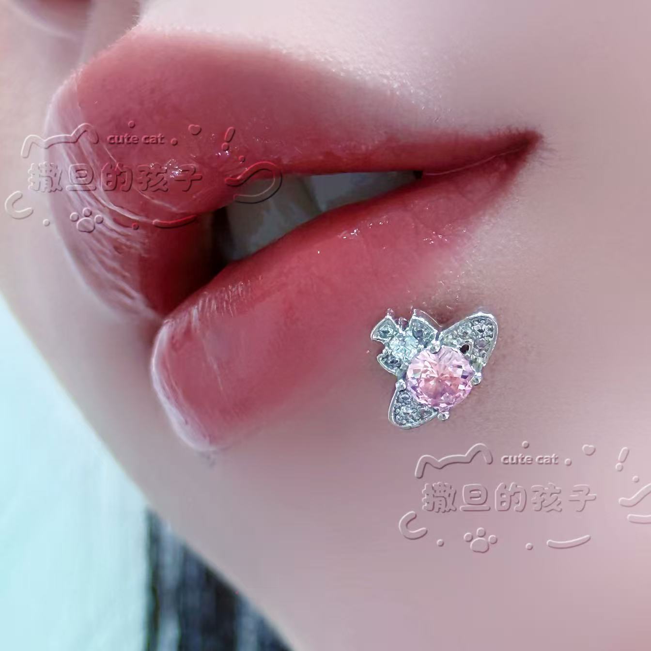 Satan's Child Fragrant Lady Lip Ring 316L Surgical Steel Internally Threaded Blue Lip Piercing Jewelry - Image 4