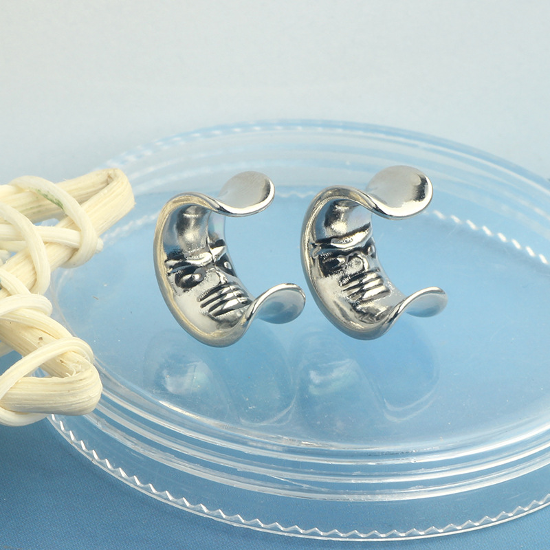 Ear Expansion Open Hollow Moon Ghost Face Auricle Ear Plugs Piercing Jewelry 16mm Stainless Steel - Image 5