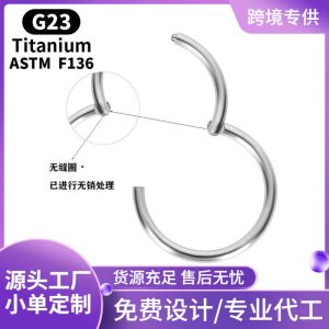 F136 Titanium Alloy Seamless Nose Ring - Gold 1.2x12mm Closed Ring for Nostril Piercing