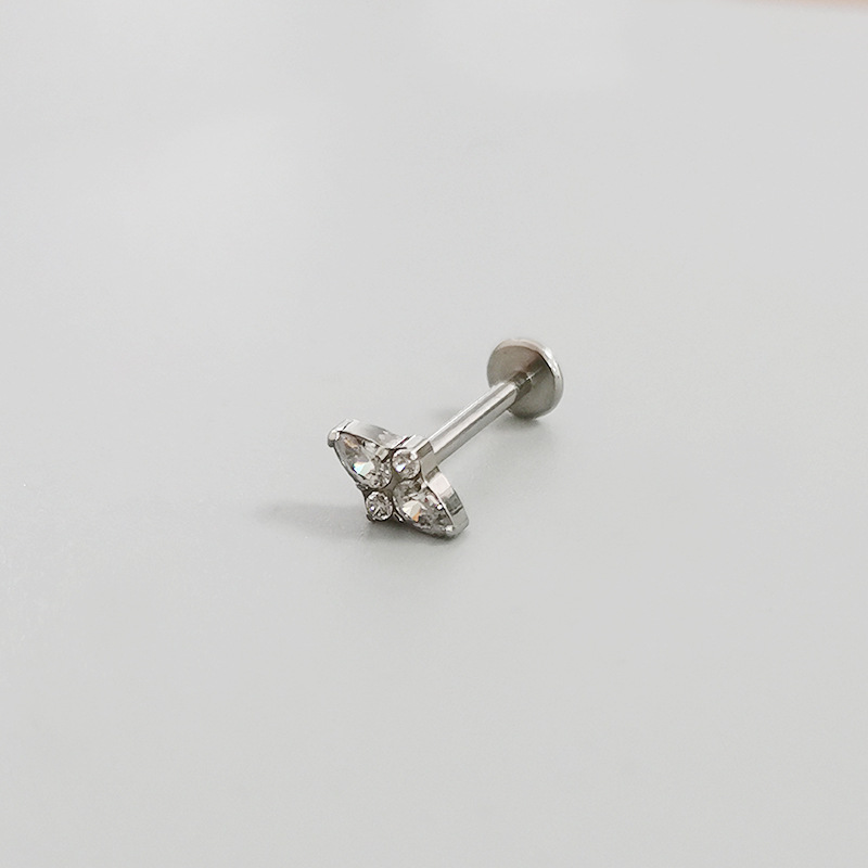 G23 Titanium Alloy Lip Stud Inlaid with Diamond Earrings Piercing Jewelry - Image 4