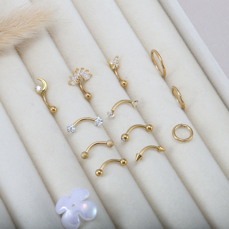 Zircon Flower Eyebrow Stud Ear Cartilage Piercing Jewelry Silver Tone 316L Surgical Steel - Image 4