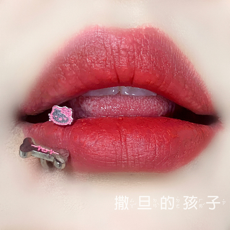 Kitty and Bone Lip Ring - Internally Threaded Titanium Steel Sweet Cool Lip Nail Lip Ring Ear Bone Ring Puncture Jewelry - Image 2
