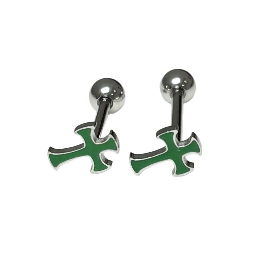 Sweet Green Cross Tongue Barbell 316L Surgical Steel External Thread Drinkable Tongue Piercing Jewelry - Image 5