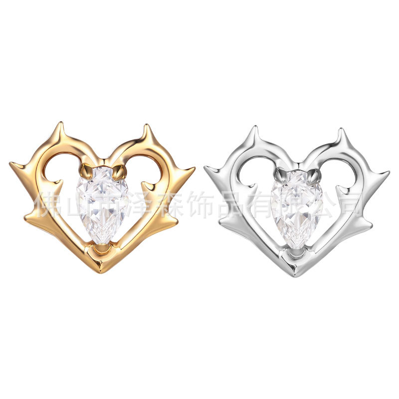 F136 Titanium Alloy Thorn Heart Earrings - G23 Titanium Zircon Lip and Tongue Studs Body Piercing Jewelry - Image 5