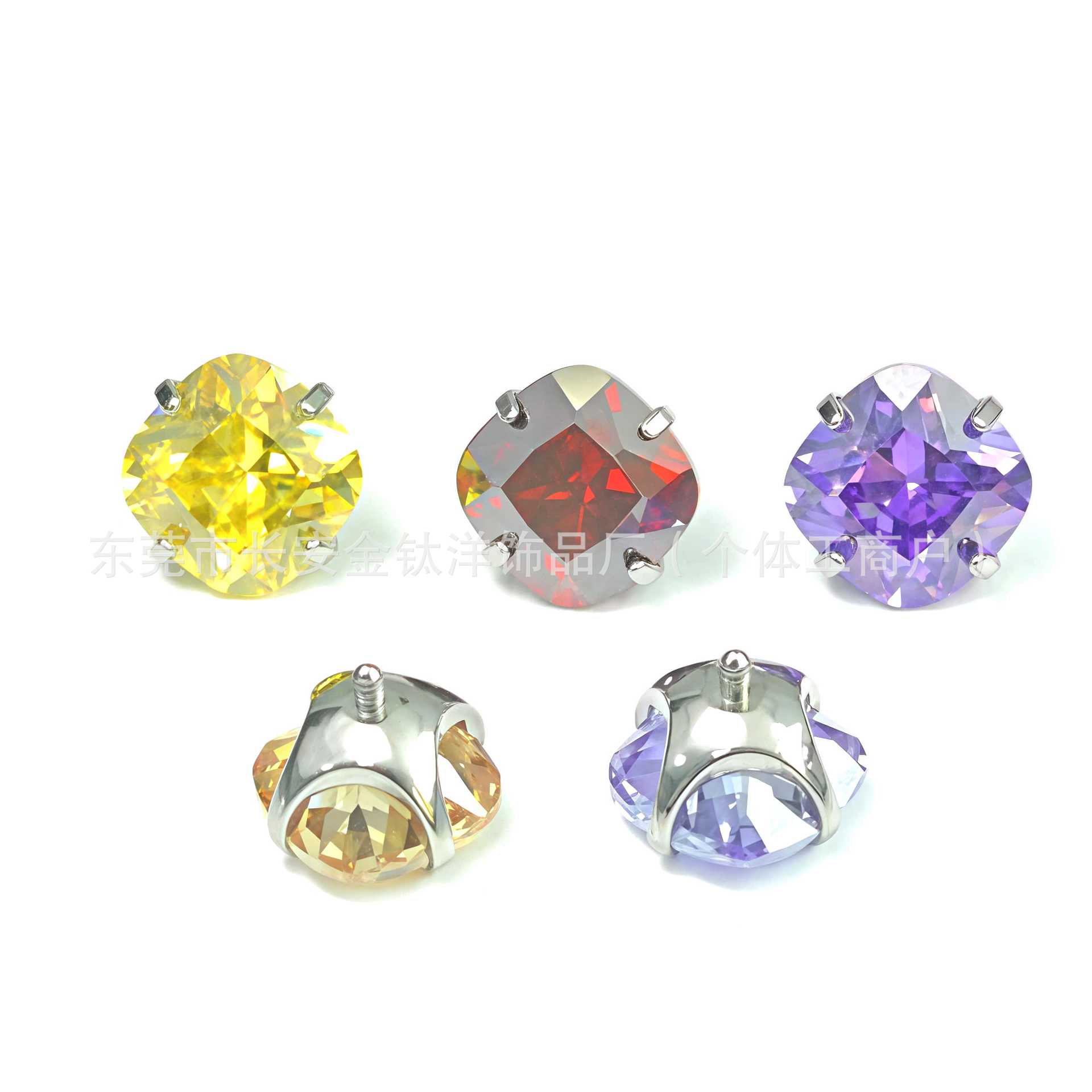 F136 Titanium Round Bottom Fat Square Zircon Inlaid 5A Zircon Lip Nose Ear Bone Nail G23 Titanium Alloy Piercing Jewelry - Image 3