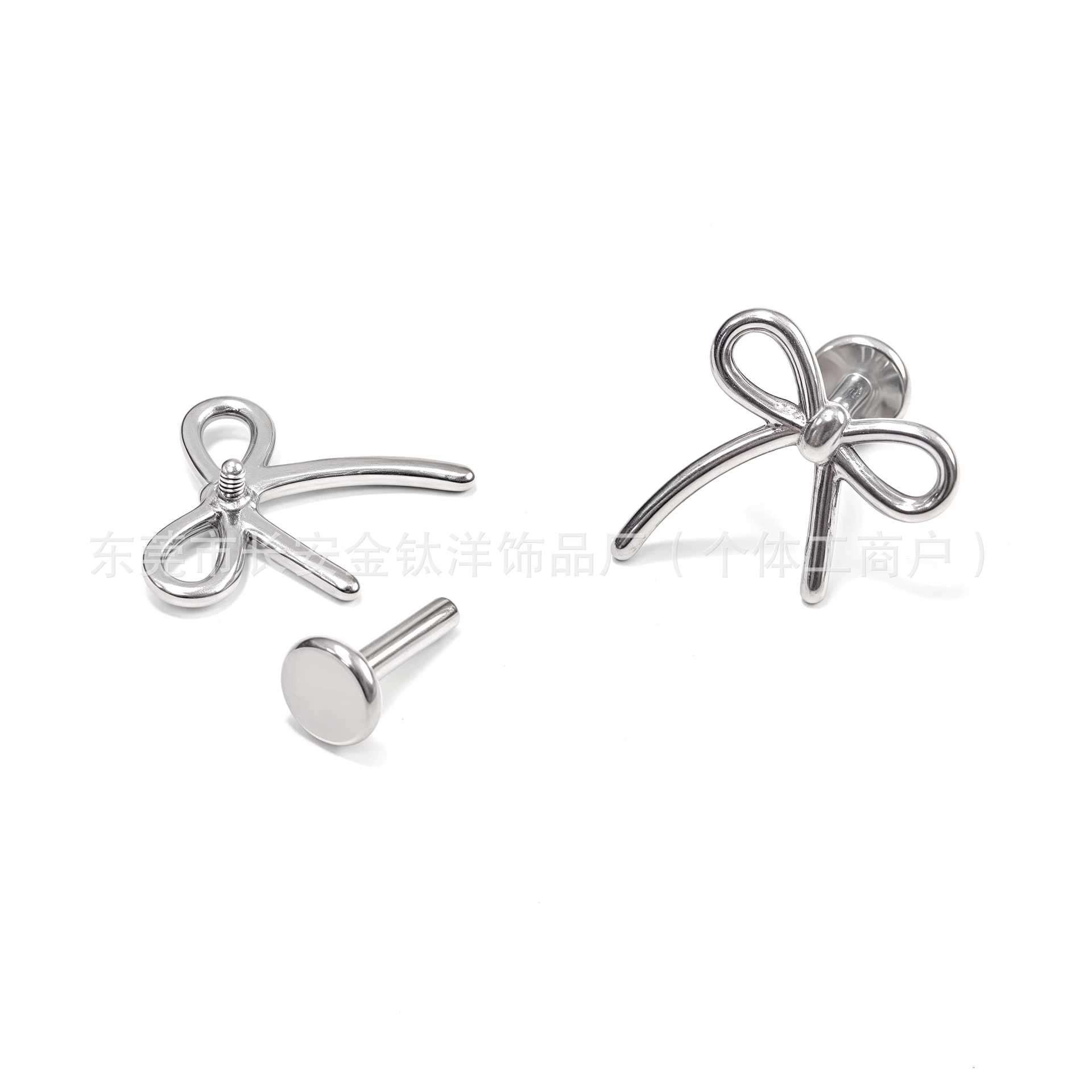 F136 Titanium Internally Threaded Bowknot Ear Studs - Cartilage Earrings for Helix Tragus Conch Daith - Image 3