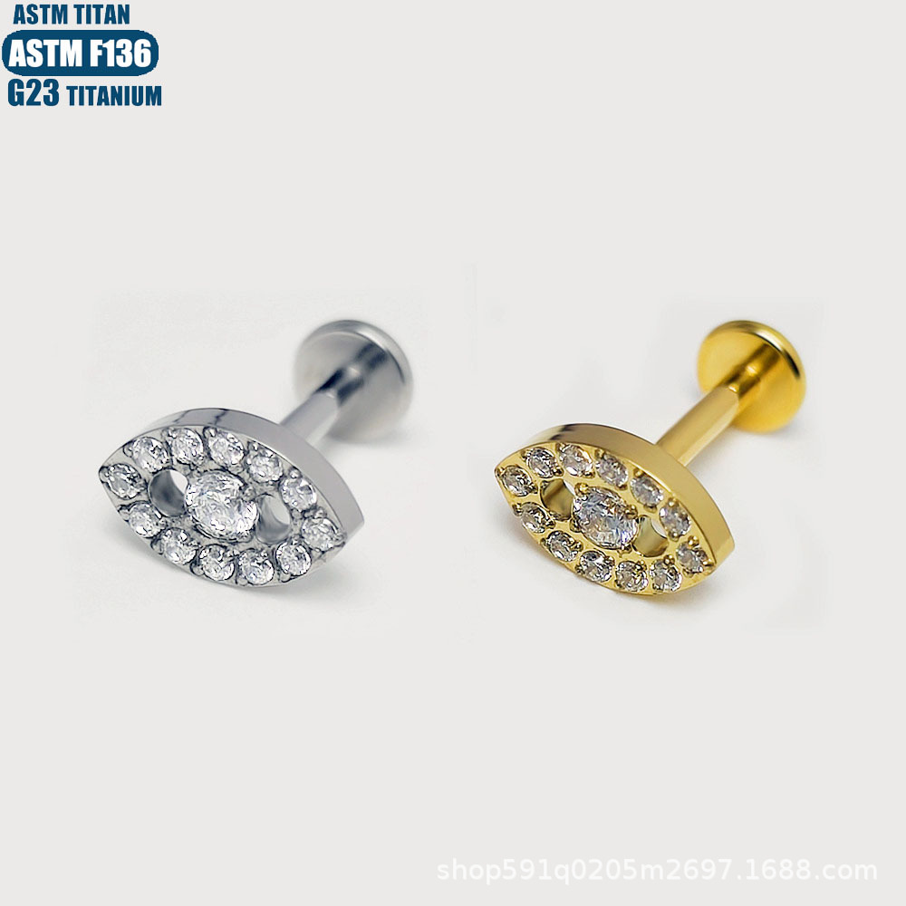 F136 Titanium Alloy Zircon Lip Stud Butterfly Fawn Inner Spiral Septum Pierced Earrings Eye Ear Stud - Image 3