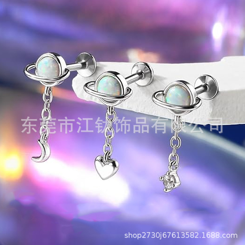 G23 Titanium Opal Nose Nail Earring - ASTM F136 Titanium Alloy Body Piercing Jewelry Nose Ring Custom - Image 4