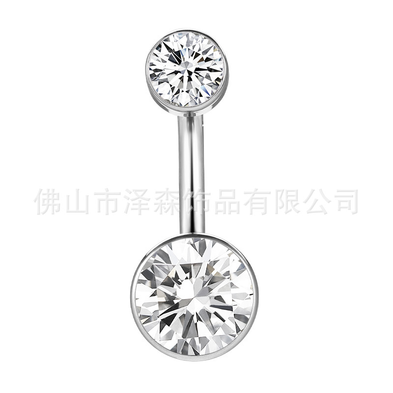 F136 Titanium Navel Piercing Ring – Zircon Inlaid Flat Base Belly Button Jewelry - Image 5