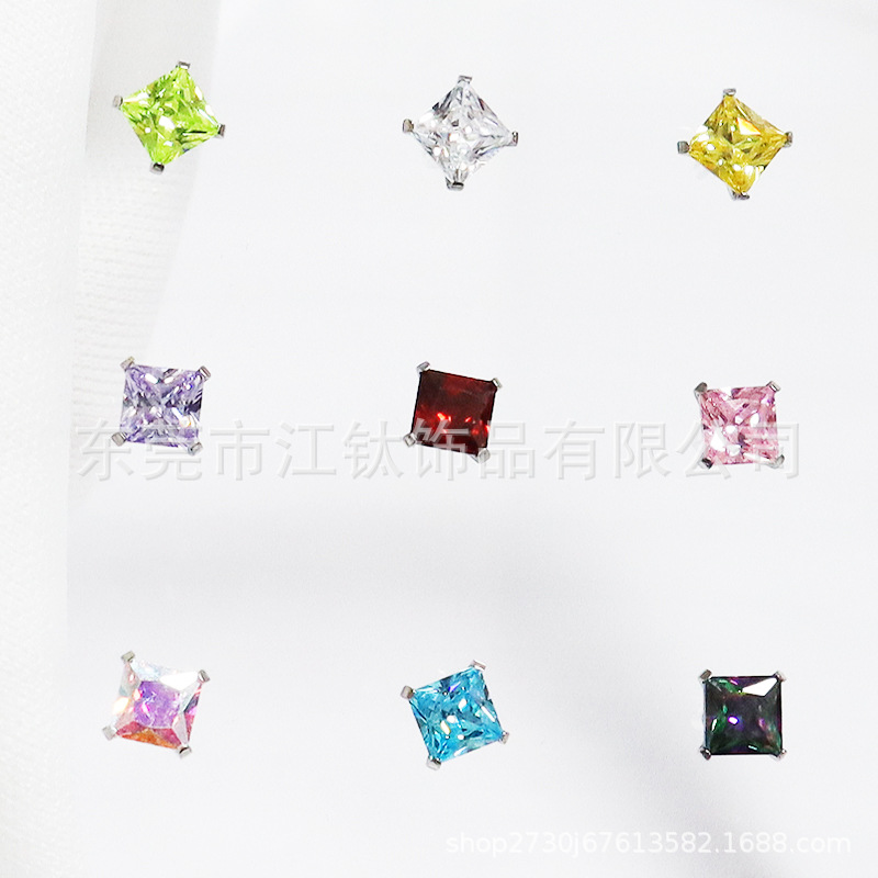 F136 Titanium Cube Sugar 5A Zircon Square Lip Nail Body Piercing Jewelry Ear Bone Nail - Image 3