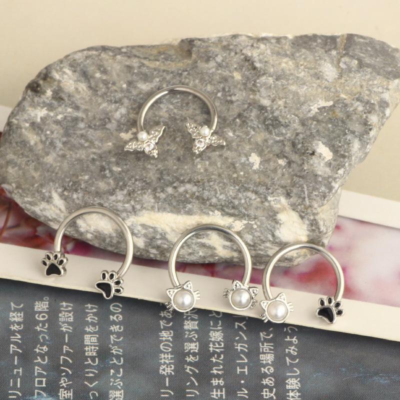 Stainless Steel Open C-Shaped Nose Ring Ear Bone Ring Star Design Body Piercing Jewelry - Image 3
