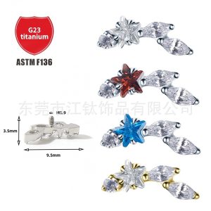 Star Shape Ear Cartilage Stud - Gold G23 Titanium Alloy Body Piercing Earring