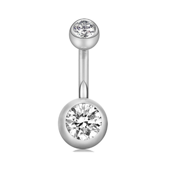 4-Piece Stainless Steel Zircon Diamond Belly Button Ring Set with Opal and Zircon Balls - Image 3