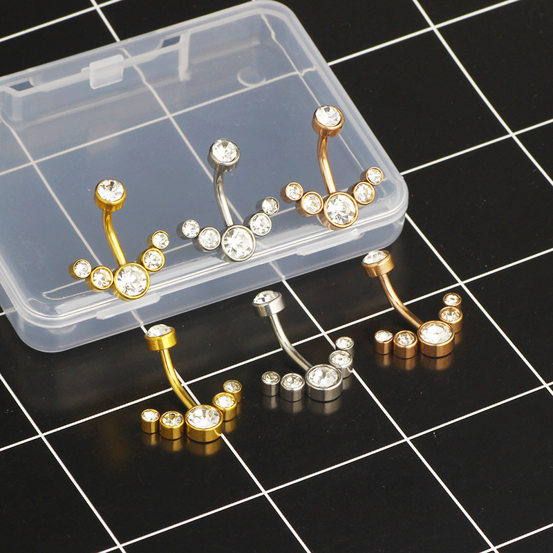 Stainless Steel Diamond Navel Ring Inner Teeth 5 Drill Navel Nails Rewind Navel Buckle Body Piercing Jewelry - Image 3
