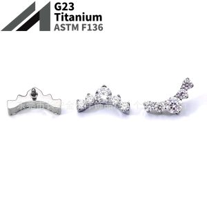 F136 Titanium Internally Threaded Zirconia Stud Earrings, Cartilage Studs, G23 Titanium Body Piercing Jewelry