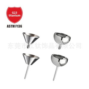 F136 Titanium Internally Threaded Pointed Bottom Cup Holder DIY Nail Sticky Drill G23 Titanium Alloy Body Piercing Cartilage Stud