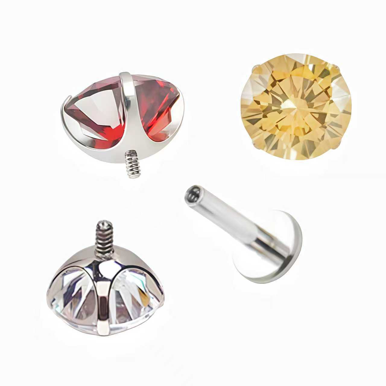 G23 Titanium Alloy 5A Zircon External Thread Claw Head Lip Ear Nose Piercing Jewelry Labret Stud - Image 2