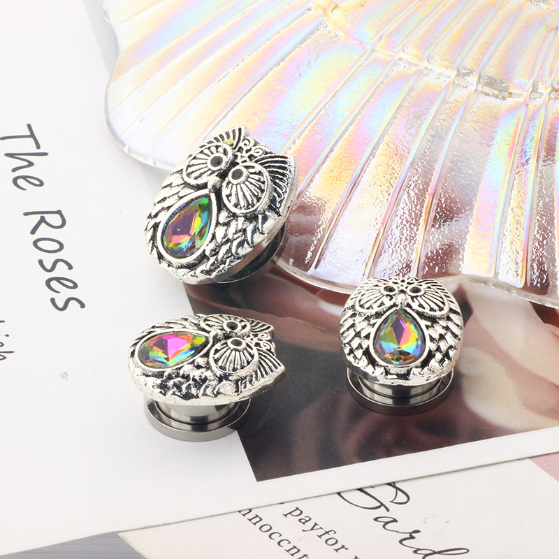 Stainless Steel Owl Water Drop Ear Expander Earrings - Fashion Puncture Ear Amplifier Jewelry for Stretching Ear Holes - 16mm - Image 2