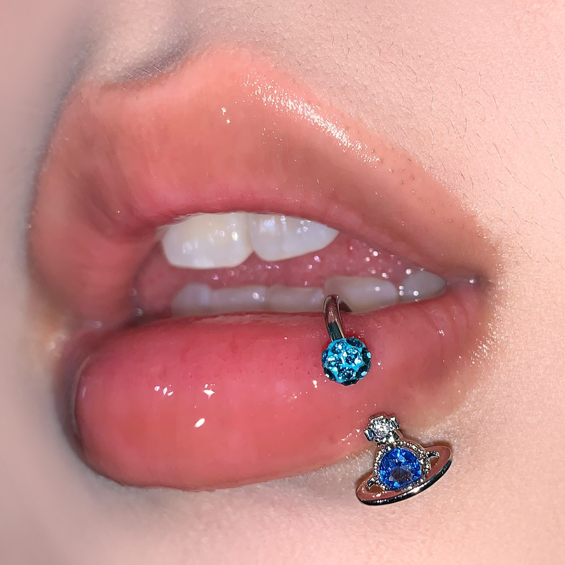 Super Shiny 3-Color Asteroid Lip Ring Titanium Steel External Thread C-Ring Mud Ball Ear Cartilage Ring Piercing Jewelry - Image 3
