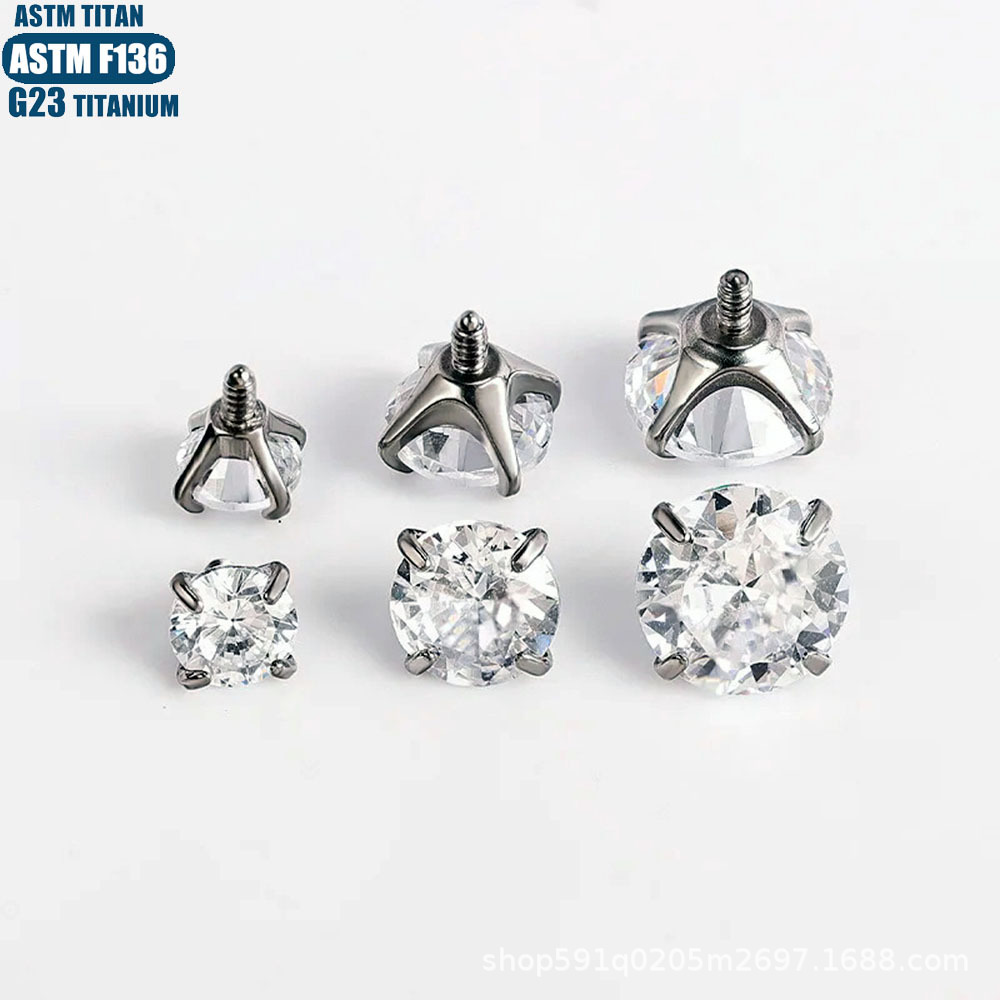 0.9mm F136 Titanium Pointed Cone Ball Zircon Head External Thread Eyebrow Barbell Replacement Part - Image 4