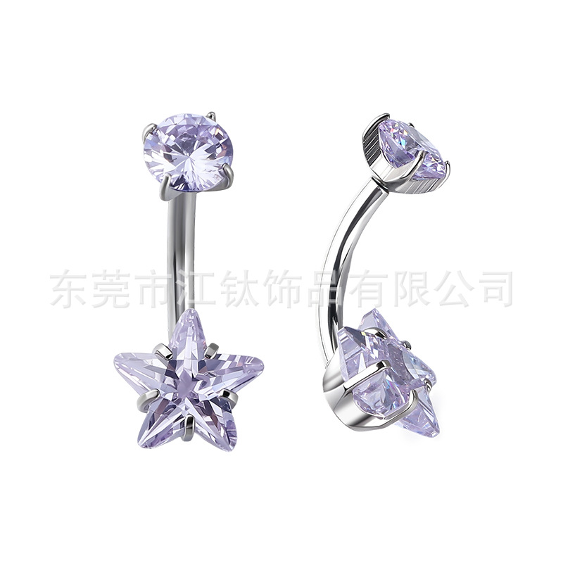 G23 Titanium Star Navel Ring with CZ - 1.6mm 12mm Belly Button Ring - Image 5