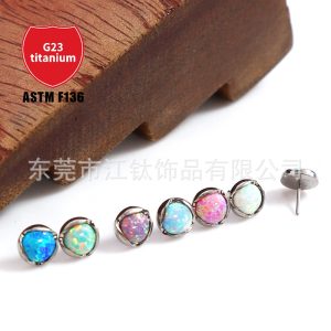 F136 Titanium Lip Stud Opal Water Wave Edge Labret Piercing Jewelry