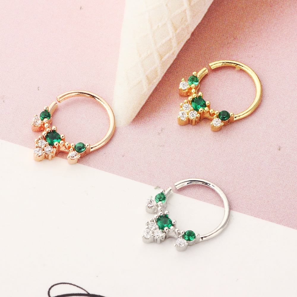 European American New Piercing Zircon Nose Ring Nose Stud Diamond Formless False Nose Ring Rose Gold - Image 5