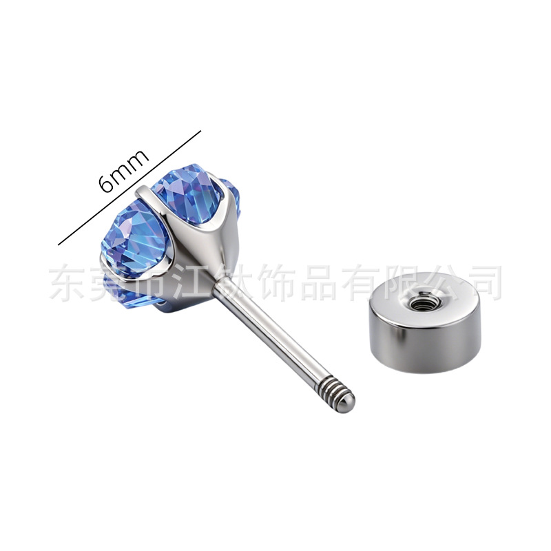 G23 Titanium Cherry Blossom Round Stud Earrings - ASTM F136 Titanium Alloy Cartilage Ear Bone Stud - Image 2