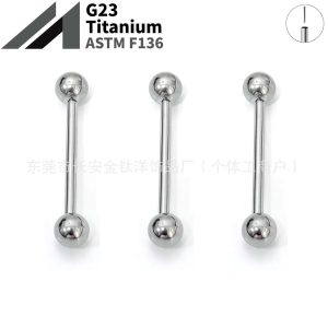 F136 Titanium Pin Round Ball Tongue Nail Ear Bridge Plug Straight Rod Ear Nail Ear Bone Nail G23 Titanium Alloy Piercing Jewelry