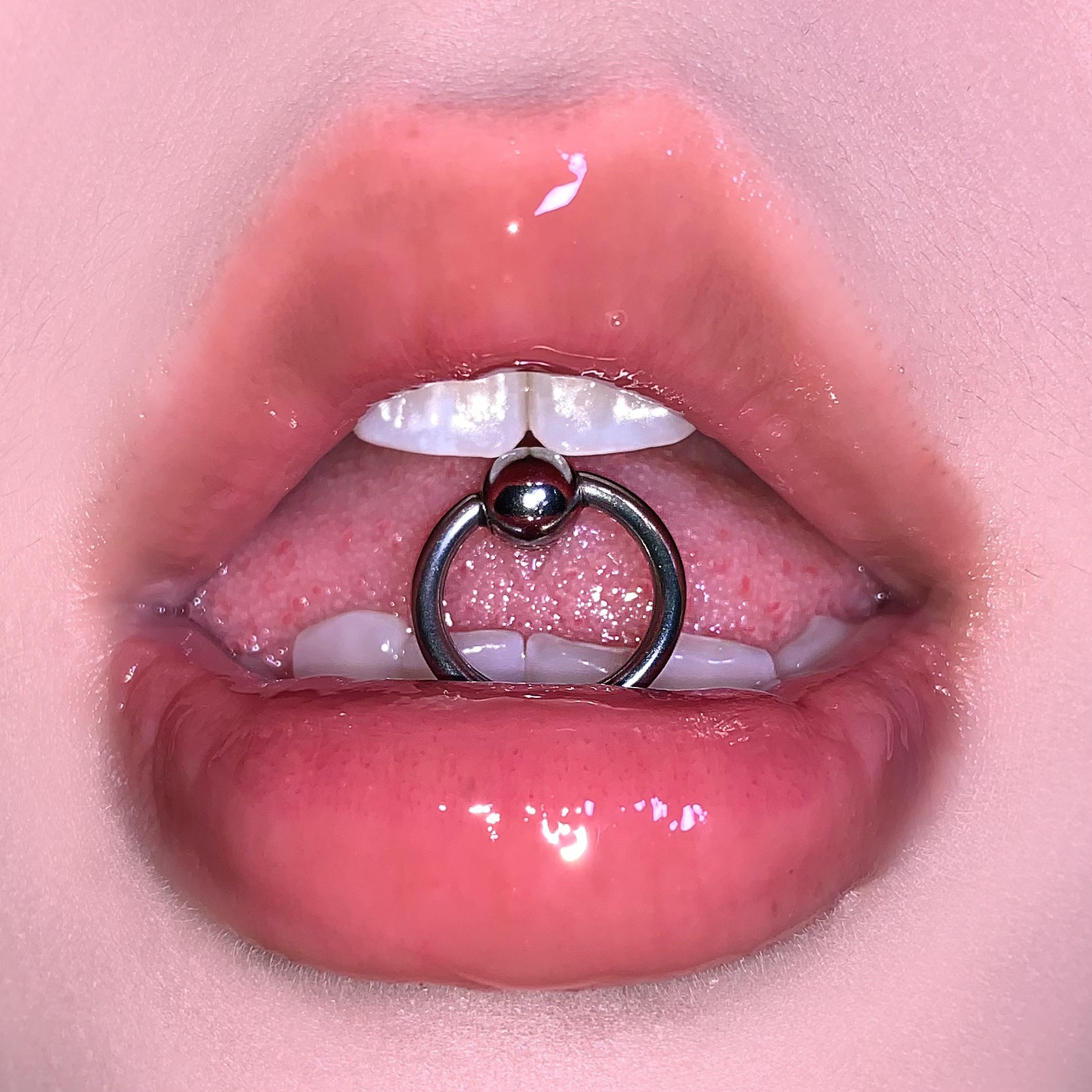 Titanium Steel Punk Style Ring Tongue Barbell for Drinking - Special Shaped Tongue Nail - Amazon Piercing Jewelry Wholesale - Image 3