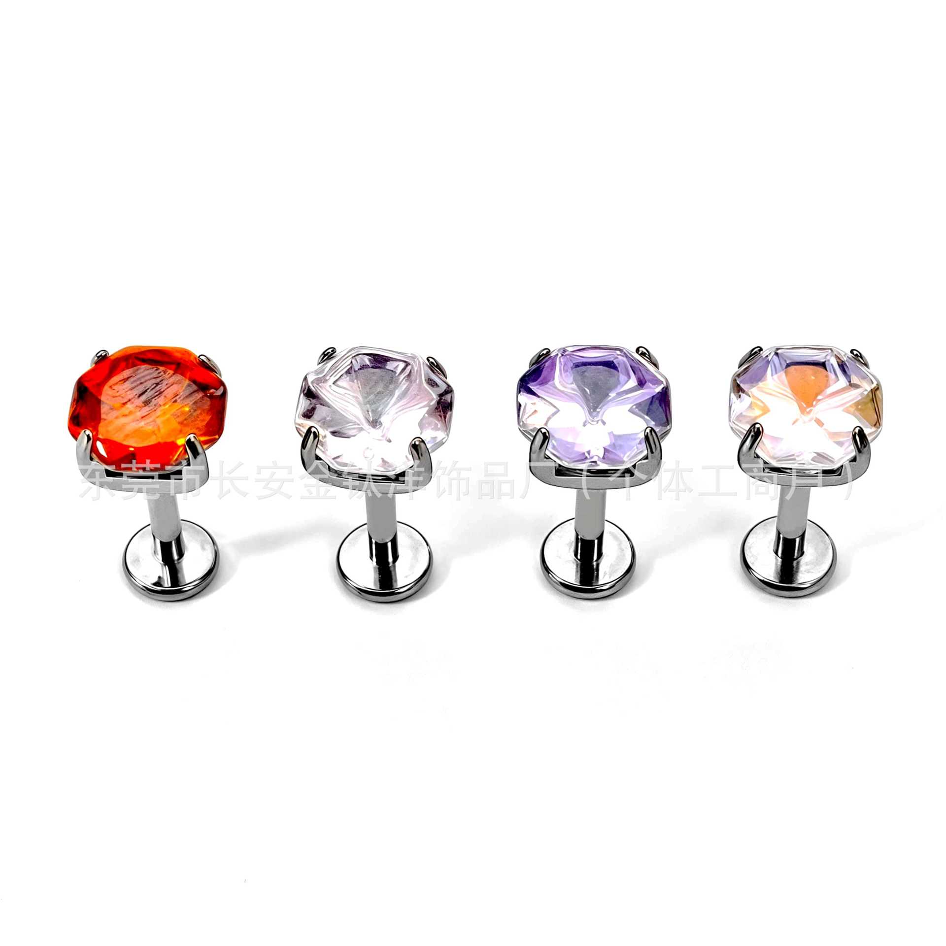 F136 Titanium Round Base Claw-Inlaid Iridescent Water Baby Tongue Barbell - G23 Titanium Alloy Tongue, Lip, Nose, Ear Cartilage Piercing Jewelry - Image 2