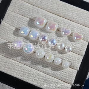 Jiangtai F136 Titanium Ear Studs Mermaid Pearl Butterfly Clasp G23 Titanium Alloy Body Ear Bone Studs