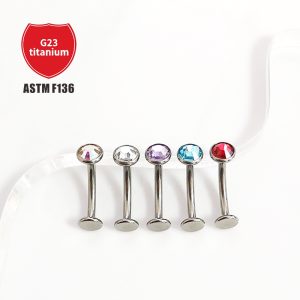 F136 Titanium Navel Ring with Czech Czech Blossom Flat Bottom G23 Titanium Alloy Body Piercing Suspension Belly Ring