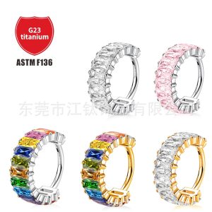 G23 Titanium Alloy Crystal Sugar Ring Diamond Color Nose Ring Ear Cross-Border Body Piercing Jewelry Earrings