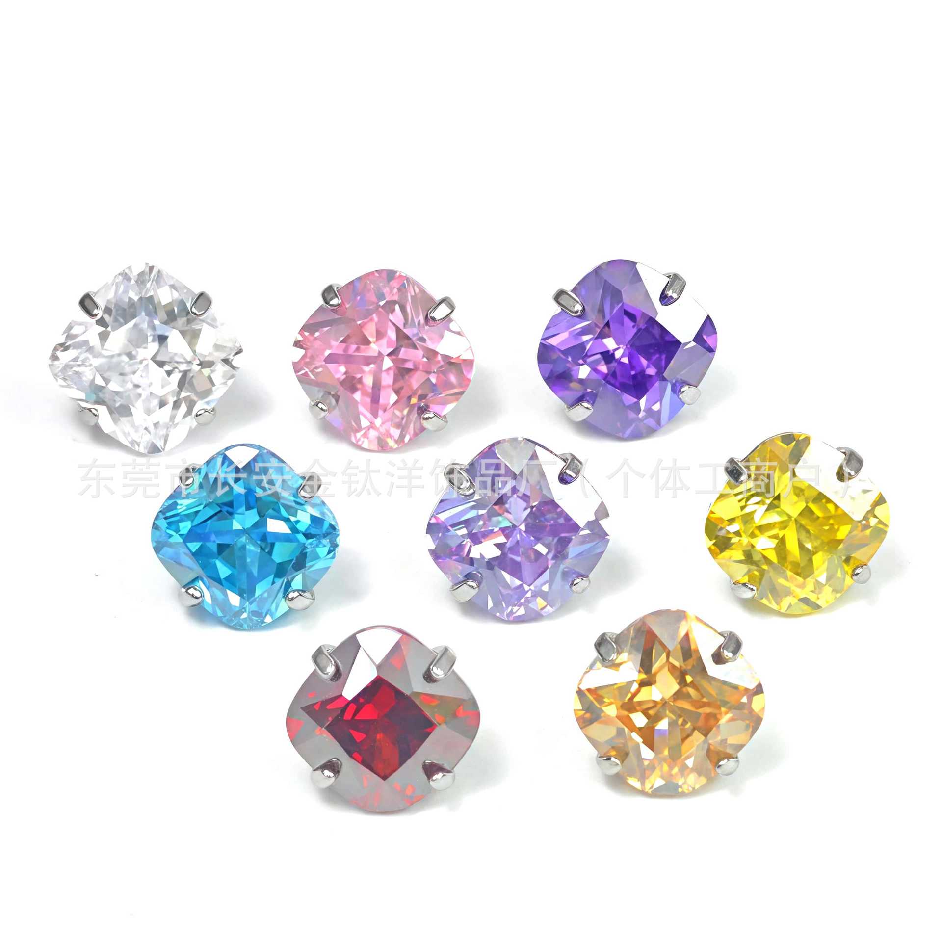 F136 Titanium Round Bottom Fat Square Zircon Inlaid 5A Zircon Lip Nose Ear Bone Nail G23 Titanium Alloy Piercing Jewelry - Image 2