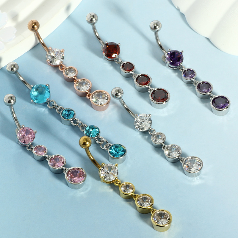 New Red Navel Heart Belly Button Ring 316L Surgical Steel Gold Zirconia Dangle Piercing Jewelry - Image 2