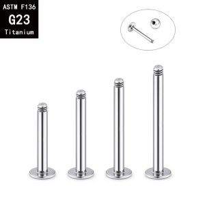 G23 Titanium Lip Nail External Thread Flat Bottom Rod F136 Alloy Polished Piercing Jewelry