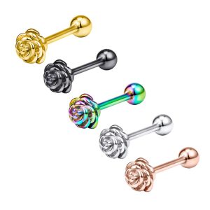 14G Stainless Steel Tongue Barbell External Thread, 3D Effect, 5 Colors, Body Piercing Jewelry