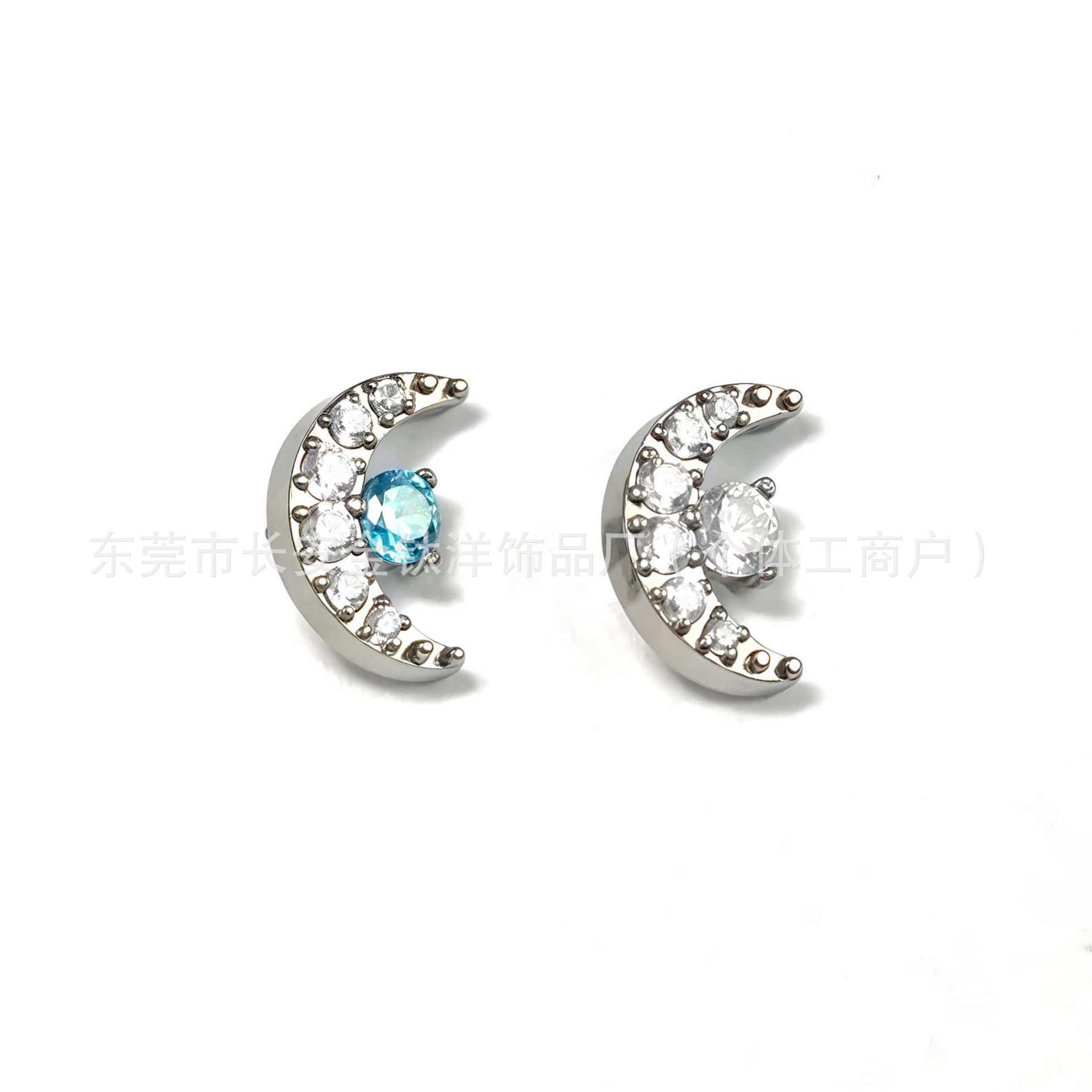 F136 Titanium Starry Sky Moon Earring with 5A Zircon Cochlear Nail G23 Alloy Piercing Jewelry - Image 5